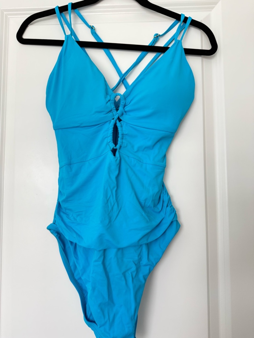 La Blanca Bright Turquoise One-Piece Swimsuit with Crisscross Straps